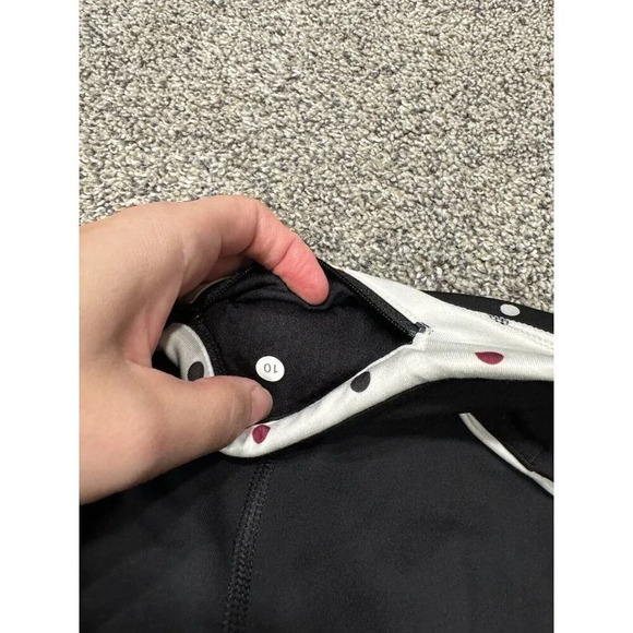 Seawheeze Lululemon Run Inspire Crop Black White w Reflective Polka Dot Size 10 - Picture 4 of 5